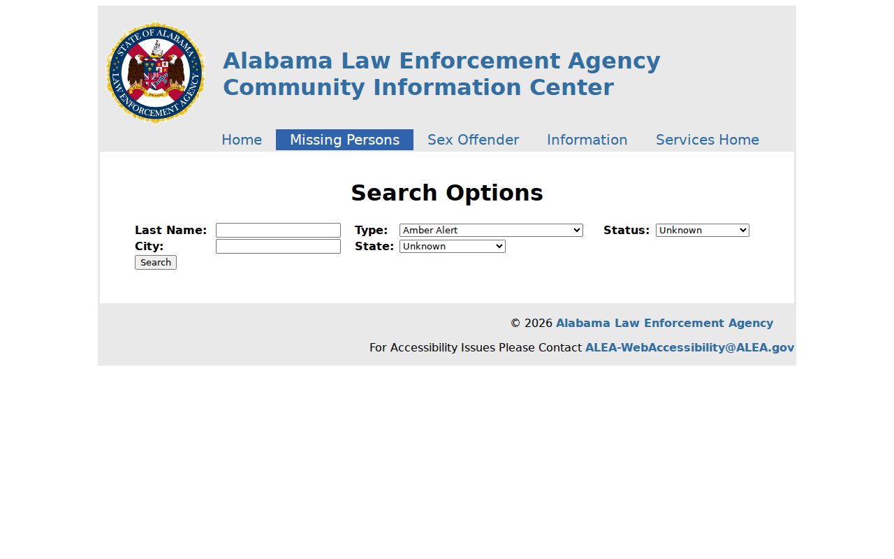 Crenshaw County arrest search ALEA fugitive alert controls