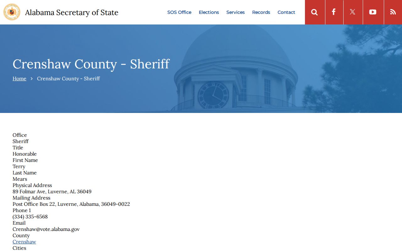 Crenshaw County arrest records sheriff directory entry