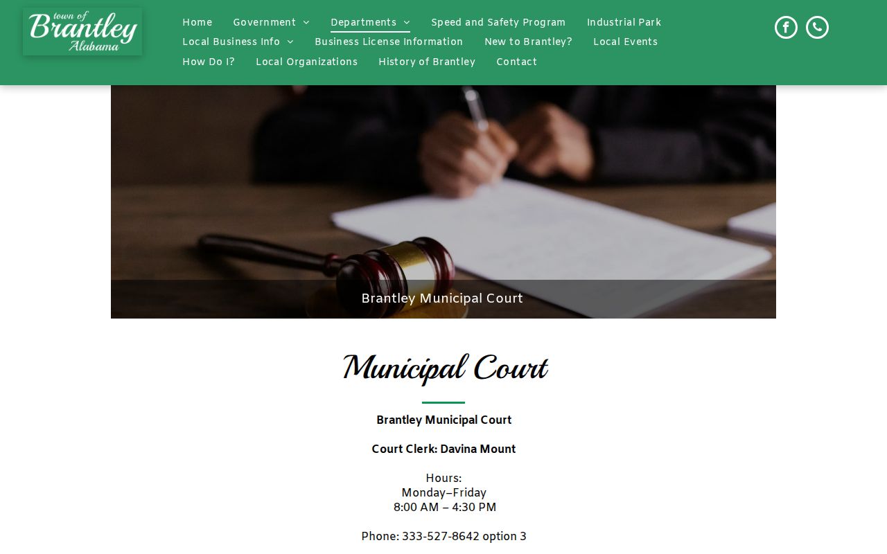 Brantley Municipal Court page for Crenshaw County criminal records