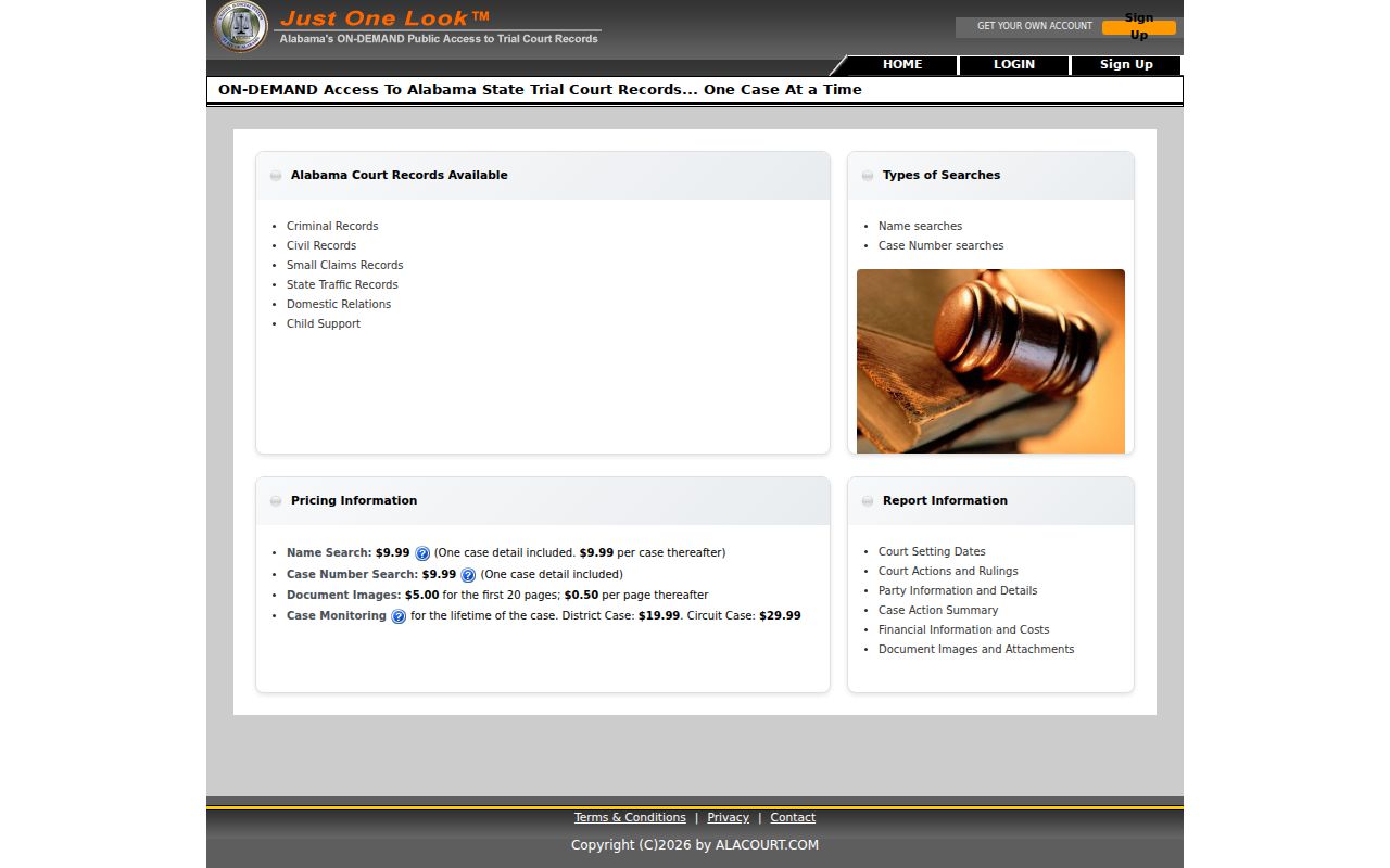 Crenshaw County criminal court case Just One Look login