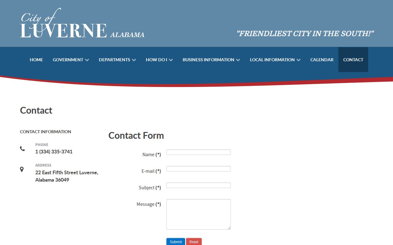 Luverne criminal history city contact form fields